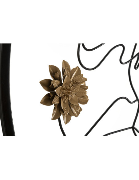 Miroir mural original XL Visage abstrait Rond 80x80 en Métal Noir Doré Melly 