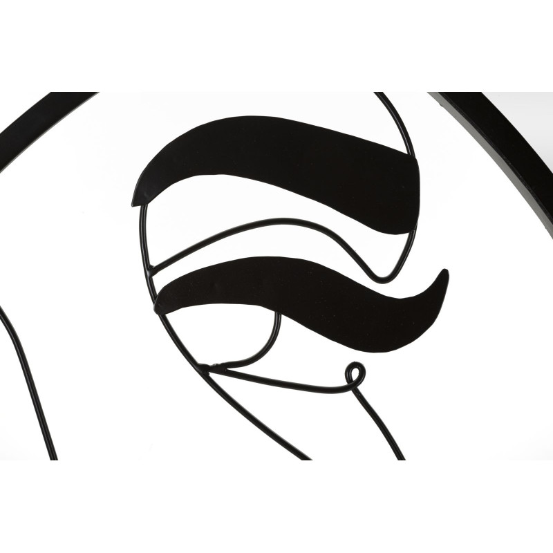 Miroir mural original XL Visage abstrait Rond 80x80 en Métal Noir Doré Melly 