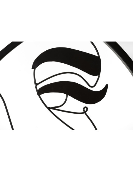 Miroir mural original XL Visage abstrait Rond 80x80 en Métal Noir Doré Melly 