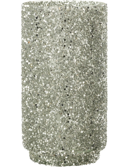 Vase cylindre en verre avec paillettes argentées H25 cm - 1