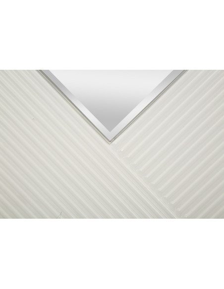 Miroir mural moderne XL Rond 80x80 en Bois Blanc Métal Doré Tolosa 