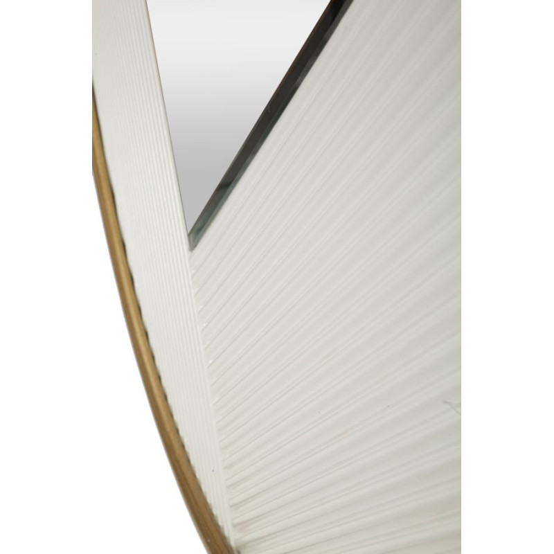 Miroir mural moderne XL Rond 80x80 en Bois Blanc Métal Doré Tolosa 