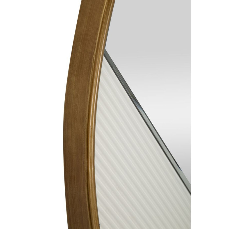 Miroir mural moderne XL Rond 80x80 en Bois Blanc Métal Doré Tolosa 
