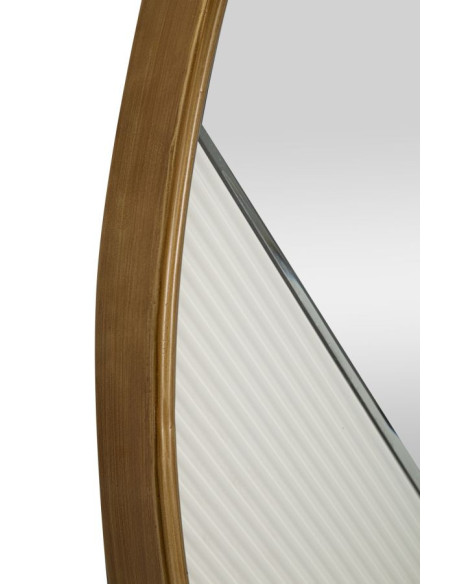 Miroir mural moderne XL Rond 80x80 en Bois Blanc Métal Doré Tolosa 