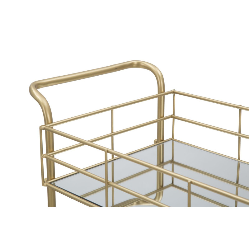 Desserte moderne sur roulettes Rectangulaire 3 niveaux en Métal Doré Verre Glam 