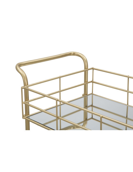 Desserte moderne sur roulettes Rectangulaire 3 niveaux en Métal Doré Verre Glam 