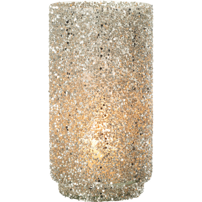 Vase cylindre en verre avec paillettes argentées H25 cm - 3