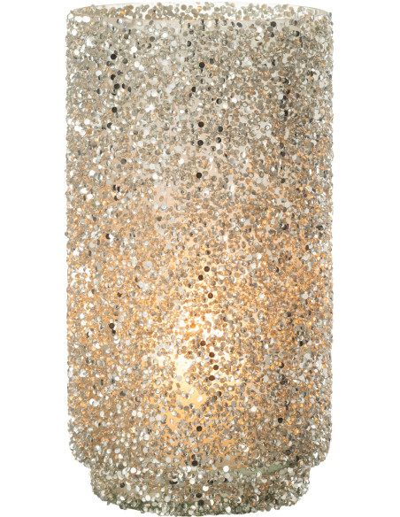 Vase cylindre en verre avec paillettes argentées H25 cm - 3