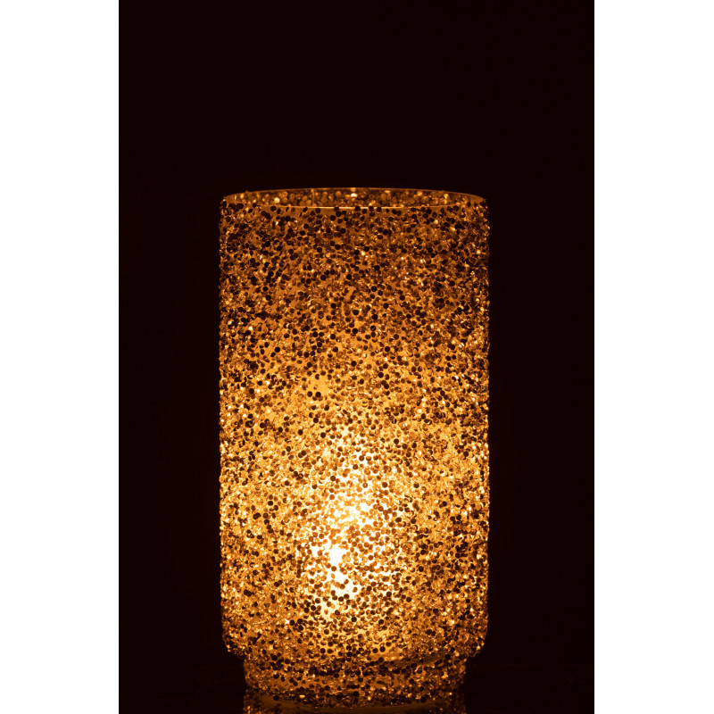 Vase cylindre en verre avec paillettes argentées H25 cm - 4