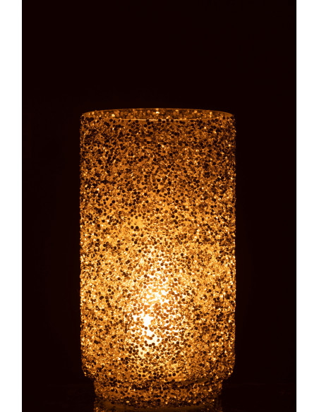 Vase cylindre en verre avec paillettes argentées H25 cm - 4