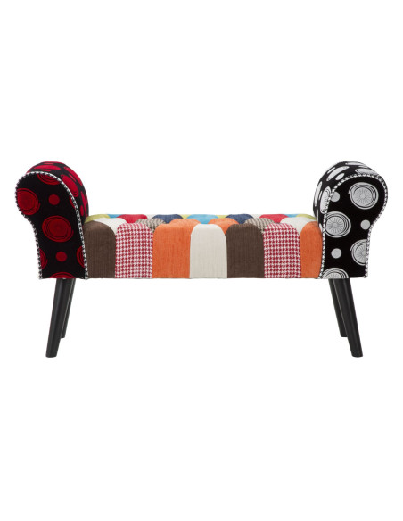 Banquette moderne Patchwork 1 place en Tissu Multicolore Bois Noir Bois de pin Imperial 