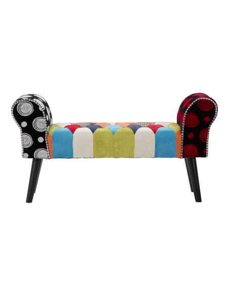 Banquette moderne Patchwork 1 place en Tissu Multicolore Bois Noir Bois de pin Imperial 