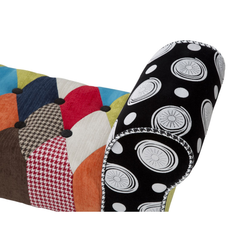 Banquette moderne Patchwork 1 place en Tissu Multicolore Bois Noir Bois de pin Imperial 