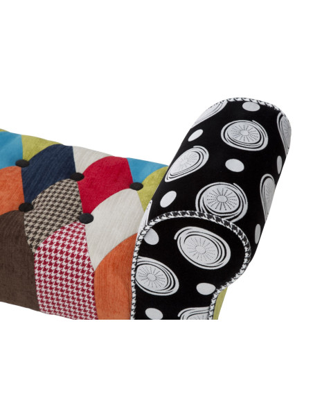 Banquette moderne Patchwork 1 place en Tissu Multicolore Bois Noir Bois de pin Imperial 