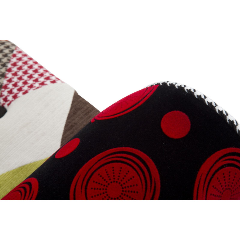 Banquette moderne Patchwork 1 place en Tissu Multicolore Bois Noir Bois de pin Imperial 