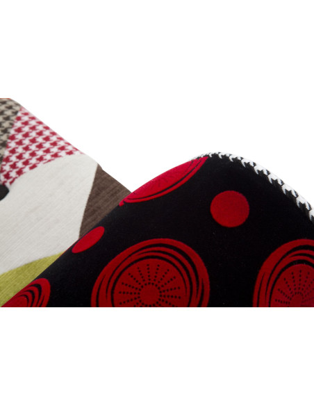 Banquette moderne Patchwork 1 place en Tissu Multicolore Bois Noir Bois de pin Imperial 