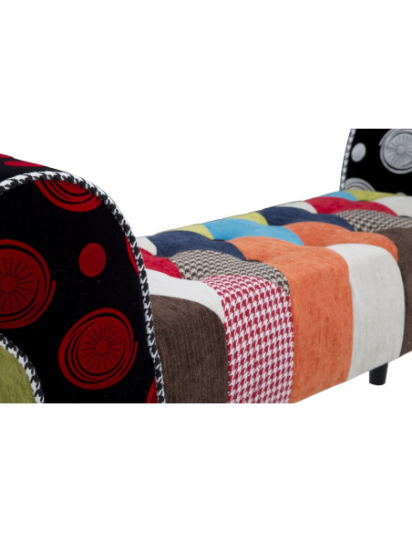 Banquette moderne Patchwork 1 place en Tissu Multicolore Bois Noir Bois de pin Imperial 