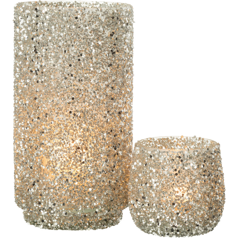 Vase cylindre en verre avec paillettes argentées H25 cm - 6