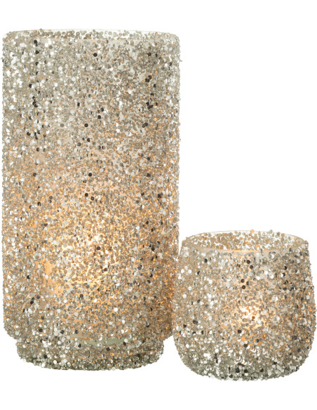 Vase cylindre en verre avec paillettes argentées H25 cm - 6