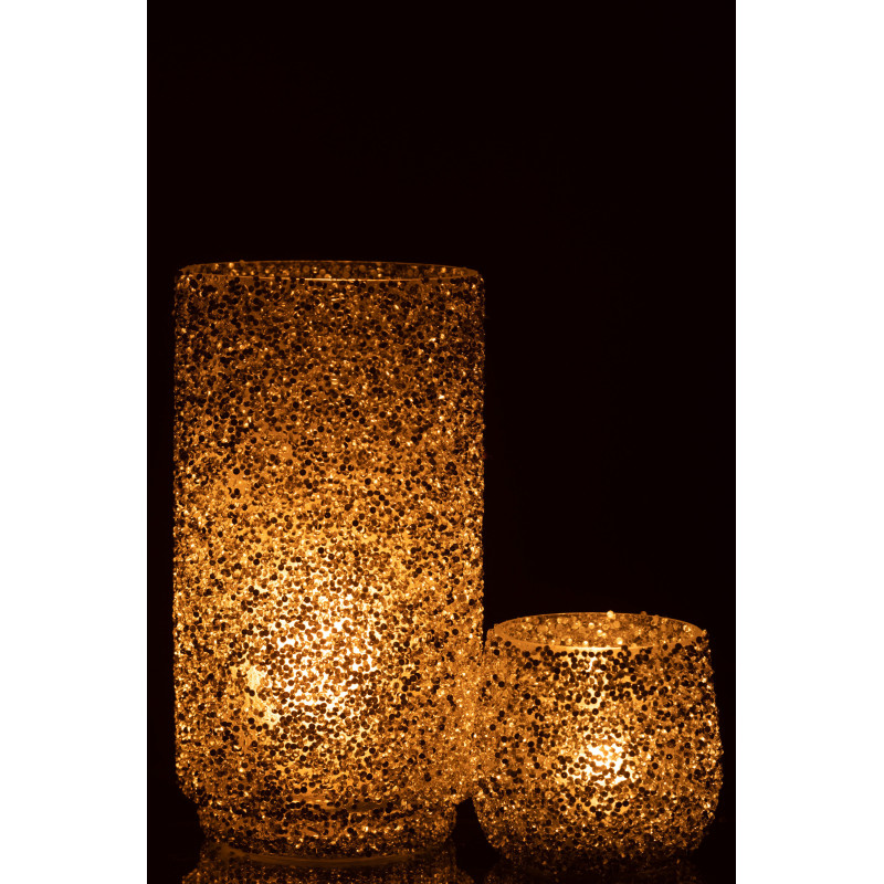 Vase cylindre en verre avec paillettes argentées H25 cm - 7