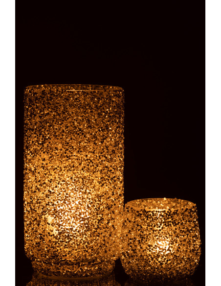 Vase cylindre en verre avec paillettes argentées H25 cm - 7