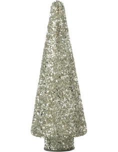 Décoration de Noël Sapin 30 cm en Verre Argenté Avec paillettes - 1