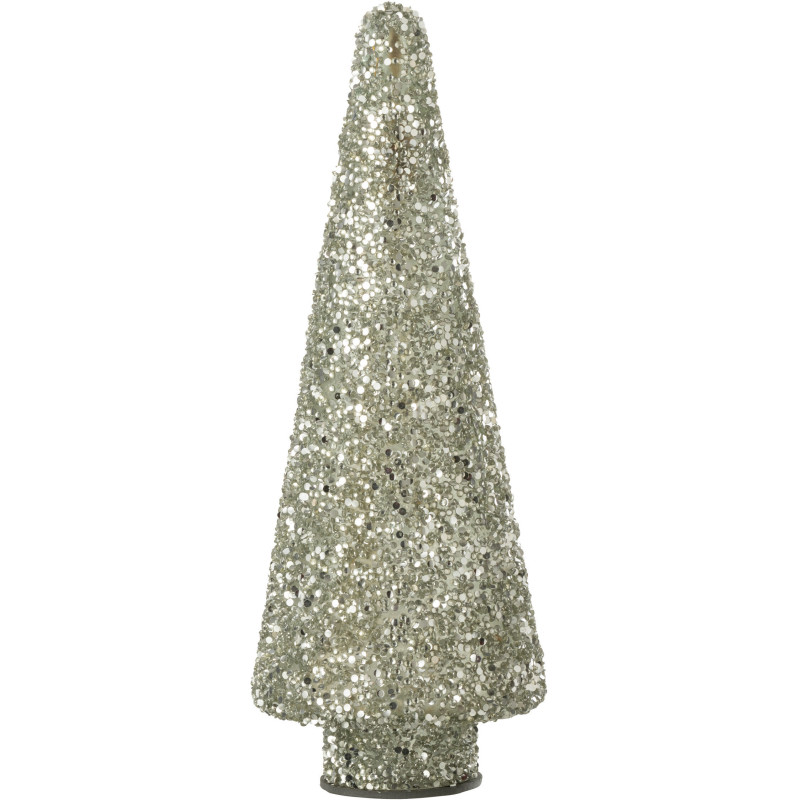 Décoration de Noël Sapin 30 cm en Verre Argenté Avec paillettes - 1