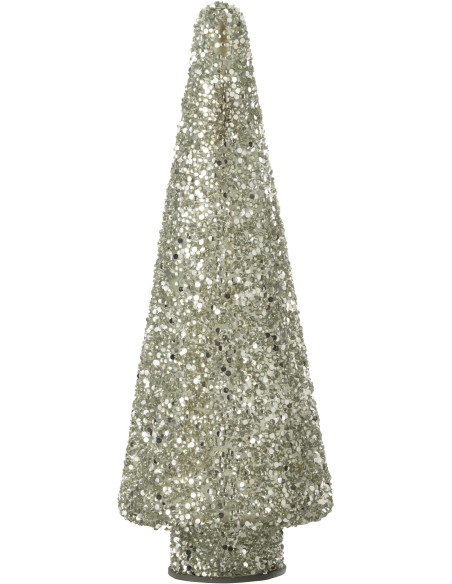 Décoration de Noël Sapin 30 cm en Verre Argenté Avec paillettes - 1