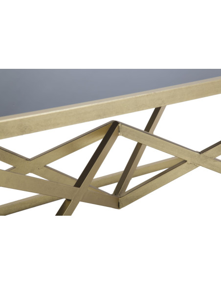 Table basse design originales Rectangulaire en Métal Doré Verre Piramid 