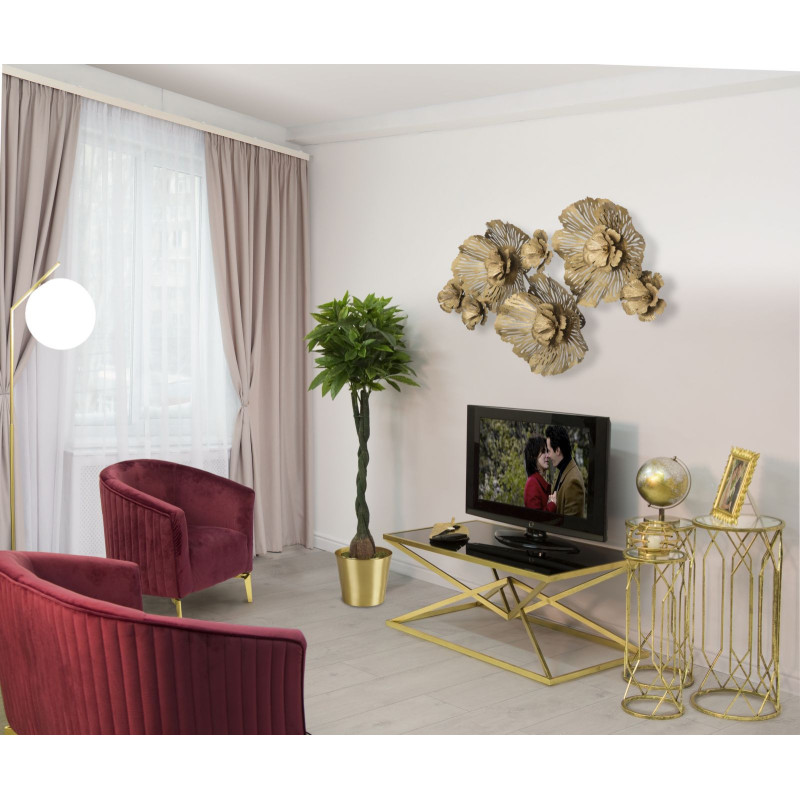 Table basse design originales Rectangulaire en Métal Doré Verre Piramid 