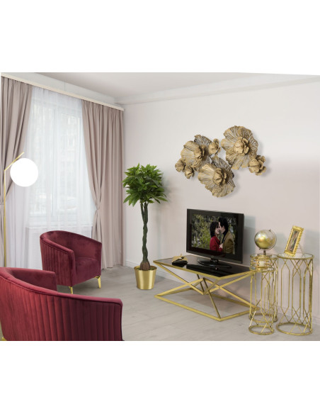 Table basse design originales Rectangulaire en Métal Doré Verre Piramid 