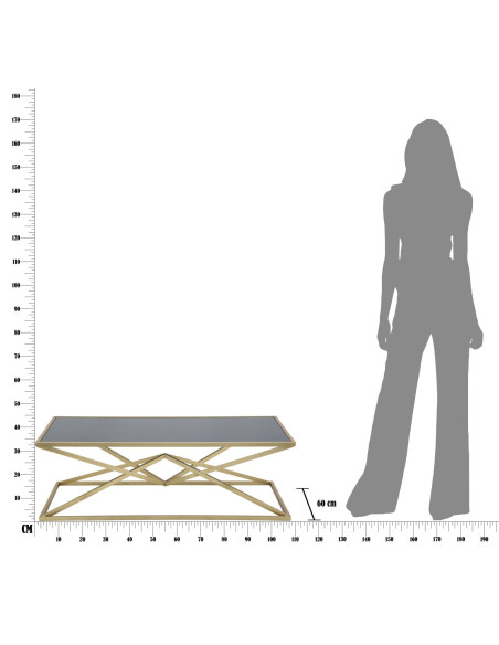 Table basse design originales Rectangulaire en Métal Doré Verre Piramid 