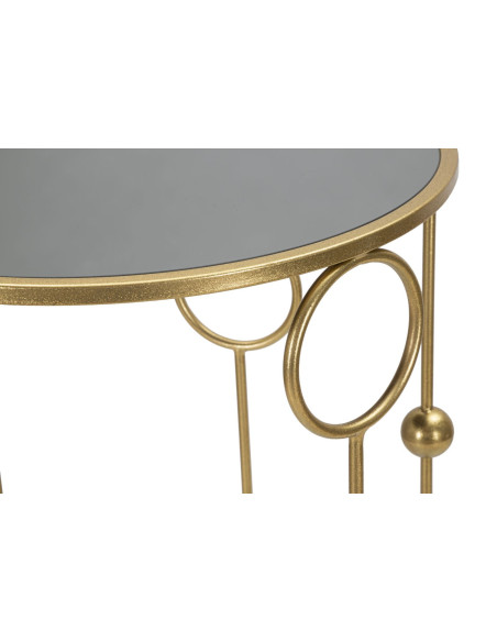 Sellette haute moderne Ronde en Métal Doré Miroir Cage (Lot de 2) 