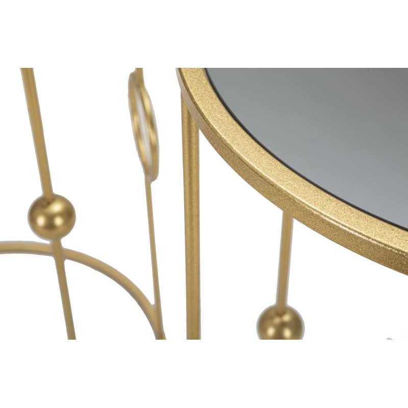 Sellette haute moderne Ronde en Métal Doré Miroir Cage (Lot de 2) 