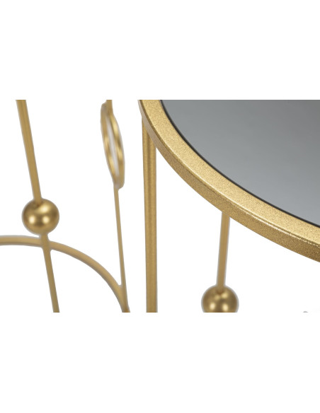 Sellette haute moderne Ronde en Métal Doré Miroir Cage (Lot de 2) 