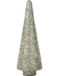 Décoration de Noël Sapin 40 cm en Verre Argenté Avec paillettes - 1
