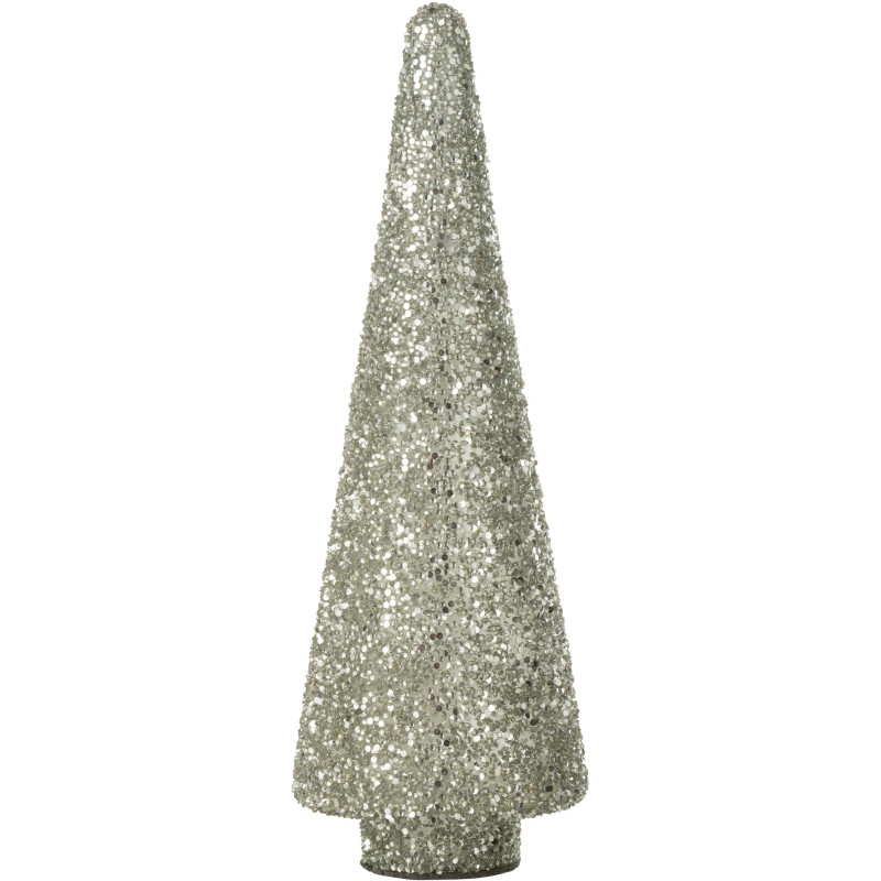Décoration de Noël Sapin 40 cm en Verre Argenté Avec paillettes - 1