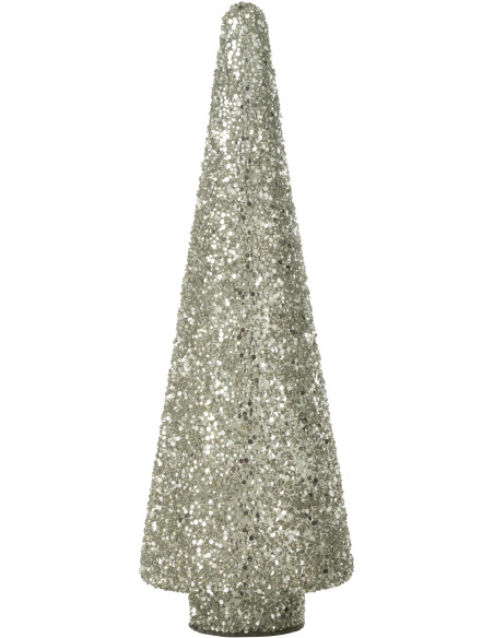 Décoration de Noël Sapin 40 cm en Verre Argenté Avec paillettes - 1