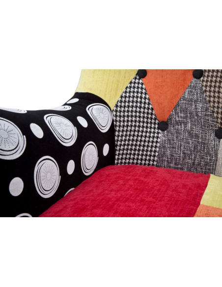 Fauteuil moderne Patchwork en Tissu Multicolore Bois Noir Bois de pin Imperial 