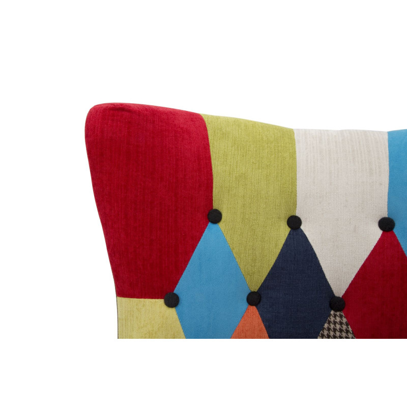 Fauteuil moderne Patchwork en Tissu Multicolore Bois Noir Bois de pin Imperial 