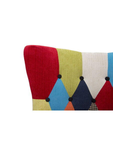 Fauteuil moderne Patchwork en Tissu Multicolore Bois Noir Bois de pin Imperial 