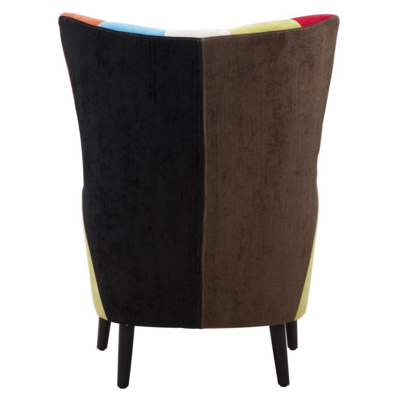 Fauteuil moderne Patchwork en Tissu Multicolore Bois Noir Bois de pin Imperial 