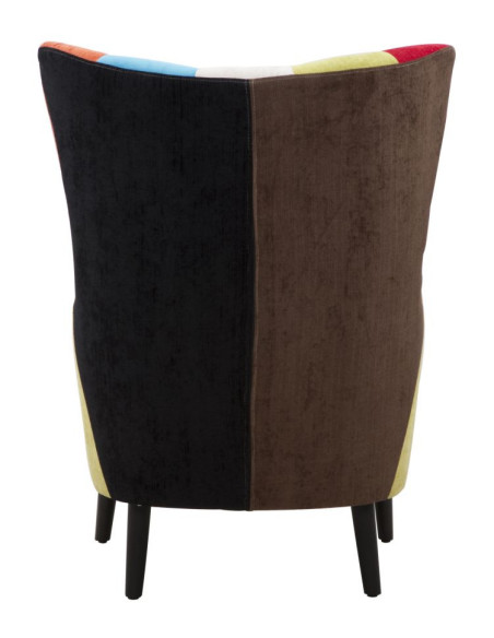 Fauteuil moderne Patchwork en Tissu Multicolore Bois Noir Bois de pin Imperial 