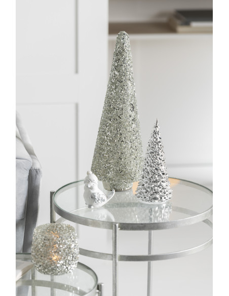 Décoration de Noël Sapin 40 cm en Verre Argenté Avec paillettes - 2