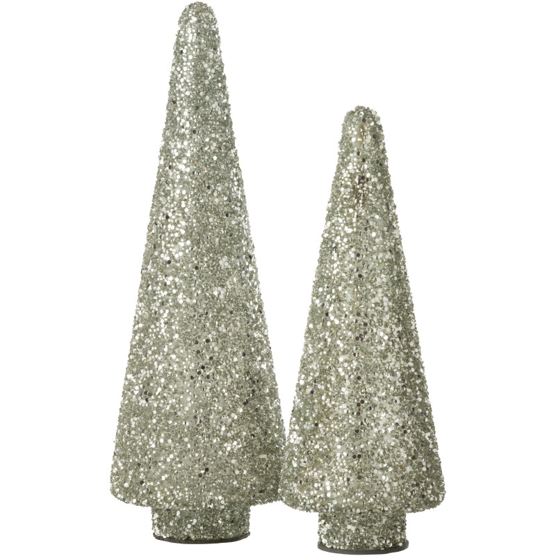 Décoration de Noël Sapin 40 cm en Verre Argenté Avec paillettes - 3