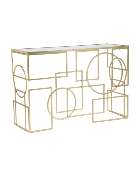 Console design originale Rectangulaire en Métal Doré Miroir Marie 