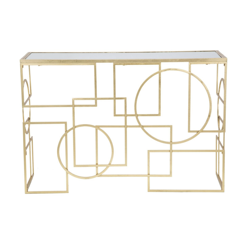 Console design originale Rectangulaire en Métal Doré Miroir Marie 