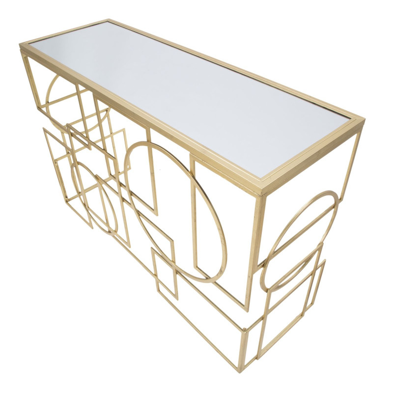 Console design originale Rectangulaire en Métal Doré Miroir Marie 