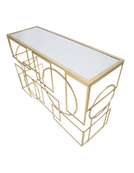 Console design originale Rectangulaire en Métal Doré Miroir Marie 