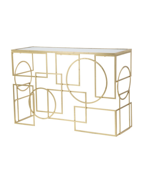 Console design originale Rectangulaire en Métal Doré Miroir Marie 